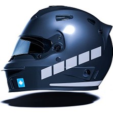 Mey İthalat Şerit Tasarımlı Taş Grisi Motosiklet Kask Sticker