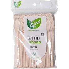 Mey İthalat Roll-Up Doğaya Dönüş Ekolojik Doğal Doğa DOSTU%100 Ahşap Çatal - 16 Cm. - 50'li Paket