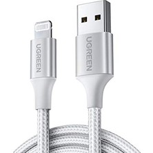 Mey İthalat Mfi Lisanslı Usb-A & Lightning Örgülü Data ve Şarj Kablosu; 1.5 Metre, Beyaz