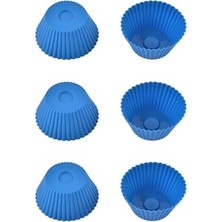 Mey İthalat Mavi Silikon Mini Brownie ve Muffin Kalıbı, 7x3 Cm, Cupcake Kalıbı, Bpa Içermez, 6 Adet
