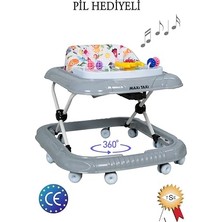 Mey İthalat Walking Müzikli Işıklı Piyanolu Yürüteç, Gri