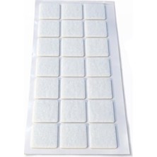Mey İthalat Yapışkanlı Keçe Ped, Çizilme ve Gürültü Önleyici, 30 mm x 30 Mm, 21 Parça, Kare, Beyaz, Sandalye Koltuk Ayağı Için, Parke Zemin Koruma