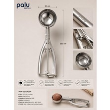 Palu Gastro Paslanmaz Çelik Dondurma Kaşığı 22.5 cm - Profesyonel Yaylı Servis Kaşığı