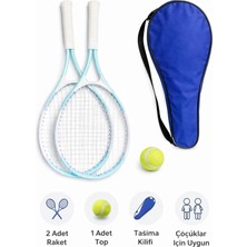 Leyaton Çocuk Tenis Raketi Seti 21 Inç 2 Raket 1 Top Çantalı Set Mavi L1, MB21PSNM