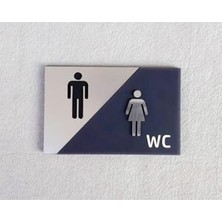 Mey İthalat Metal Görünümlü Kabartma Wc Yönlendirme Tabelası 10X15