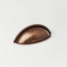 Mey İthalat Çanak Kulp Metal Mobilya Çekmece Dolap Kapak Kulpu Modern Mutfak Kulpları, 64 Mm, Antik Bakır Renk