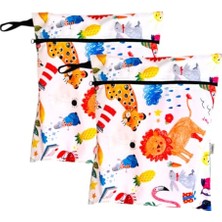Mey İthalat 2 Adet 30 x 35 cm Jungle Desenli Sıvı Geçirmeyen, Yıkanabilir Çok Amaçlı Çanta