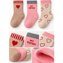 Olay Socks Bebek Havlu Çorap 3'lü Set 6-12 Ay Kız Bebek Sıcak Tutan Yumuşak Çorap Pamuklu