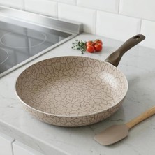 Mey İthalat Maxi Tava, Iç ve Dış Beyaz Bronz Magma Kırçıllı, Yapışmaz Aile Boyu Pişirme Tavası 26 cm