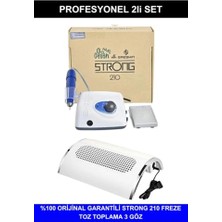 Mey İthalat Strong 210 Freze Makinesi ve 3 Fanlı Toz Toplama Seti, Protez Tırnak, Renkli