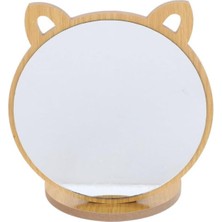 Mey İthalat Kedi Figürlü Ahşap Standlı Masaüstü Makyaj Aynası Make Up (19)