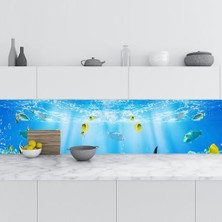 Mey İthalat Denizaltı Güneş Desenli Mutfak Tezgah Arası 60X200 cm Fayans Kaplama Folyosu