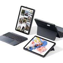 Mey İthalat iPad (A16) Için 11./10. Nesil Klavyeli Kılıf, Çok Açılı Stand, Manyetik Çıkarılabilir Klavye, Portre/manzara Modları, Trackpad, Arkadan Aydınlatmalı Tuşlar