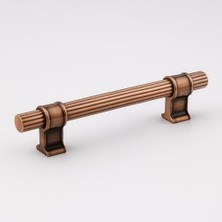Mey İthalat 128 mm Metal Dayanıklı Hisar Çizgili Soft Antik Bakır Mobilya Çekmece Dolap Kapak Kulpu Kulpları