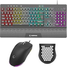 Mey İthalat Eclipse Siyah USB Rgb Aydınlatmalı Q Gaming 4 Tuş Makrolu Oyuncu Klavye ve Mouse Seti