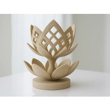 Kentex 3D Baskı Lotus Çiçeği Mumluk - Dekoratif Tealight Mumluk-Bej