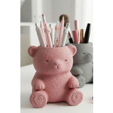 Kentex 3D Baskı Sevimli Ayıcık Kalemlik - Masaüstü Organizer - Pembe