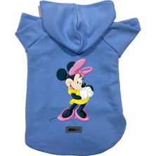 Mey İthalat Mavi Minnie Kapüşonlu Polar Kedi ve Köpek Sweatshirtü Xs