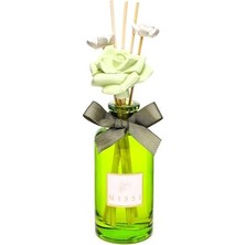 Mey İthalat 180 ml Yeşil Cam Şişe Çiçek Bambu Çubuklu White Jasmin Oda Kokusu