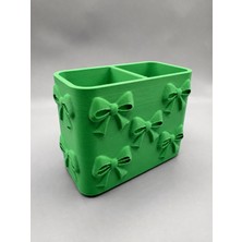 Kentex 3D Baskı Fiyonk Desenli Bölmeli Kalemlik - Masaüstü Organizer - Yeşil