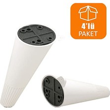 Mey İthalat Açılı Konik Ayak, Puf Ayağı Beyaz, 4 Adet), Mobilya Baza Koltuk, 12 cm (
