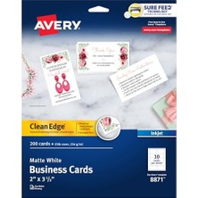 Mey İthalat Yazdırılabilir Kartvizitler; Mürekkep Püskürtmeli Yazıcılar, 200 Kart (1'li Paket), 2 x 3,5, Temiz Kenar, Ağır (8871)