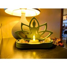 Kentex 3D Baskı Lotus Buda Mumluk - Dekoratif Tealight Mumluk-Yeşil