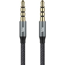 Mey İthalat BXAU3C Hi-Fi 3.5 mm Örgülü Aux Ses Kablosu 24K Altın Kaplama, 1.5 Metre, Dayanıklı ve Esnek