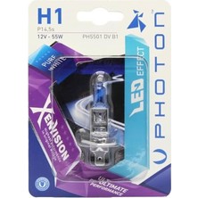 Mey İthalat H1 12V 55W Xen Vision Ampul, Beyaz Işık, 6000K, Pht PH5501 Dv B1, Tekli Blister