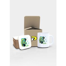 Mey İthalat Astronot Barista Uzay Tasarımlı Baskılı Kupa Bardak Seti, Eğlenceli Özel Hediye Mug