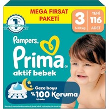 Mey İthalat Bebek Bezi Aktif Bebek Mega Fırsat Paketi 3 Beden 116 Adet