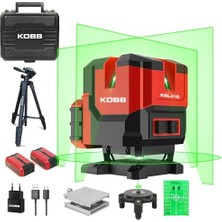 Mey İthalat KBL41GTP 30METRE 4X90⁰/1X360⁰ Otomatik Hizalamalı Li-Ion Çift Akülü Profesyonel Yeşil Çapraz Çizgi Lazer Distomat + Tripod