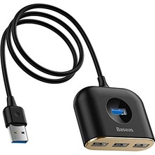 Mey İthalat Adaptör; Square Round 4in1 USB Hub (Usb3.0 To Usb3.0*1+Usb2.0*3) 1m, Siyah
