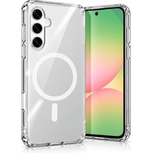 Happy Trend Samsung Galaxy A17 5g ile Uyumlu Şeffaf Kılıf Magsafe Uyumlu Güçlü Mıknatıslı Wireless Şarj Destekli Crystal Clear Ince Sert Arka Kapak Kamera Lens Korumalı Darbe Emici Kılıf