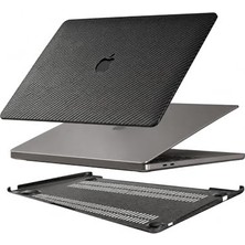 Mey İthalat MacBook Air 13.3 Kılıfı, A1932 A2179 A2337 M1 Uyumlu, Karbon Fiber Dokulu Sert Kapak, Mat Siyah, Ince ve Çizilmeye Dayanıklı