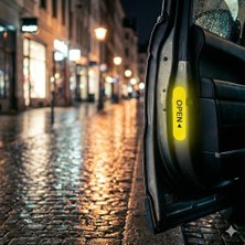 Mey İthalat Reflektif Araç Kapı Uyarı Stickerı 2'li Set, Gece Görünür Güvenlik Bandı, Yapışkanlı, Suya Dayanıklı, “open” Yazılı, Sarı Renk