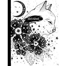 Mey İthalat Celestial Cats: Black And White Cat Journal And Sketch Book For Cat Lovers With Moon And Stars For Drawing, Sketching, Journaling, Doodling, Painting, Who Loves To Draw Art, Large 100 8.5X11 Pages
