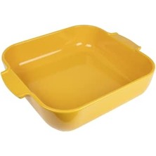 Mey İthalat Seramik Kare Fırın Kabı 36 cm (Saplar Dahil) x 31 cm x 8,2 Cm, Kapasite: 5,4 L, 10 Yıl Garanti, Fransa'da Üretilmiştir, Safran Sarısı