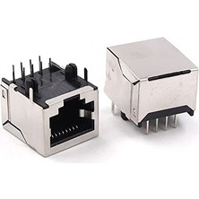 Mey İthalat 8P8C Metal RJ45 Ethernet Soketi, 8 Pin Pcb Montaj