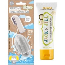 Mey İthalat Bebek Diş Fırçalama Seti (Silikon 2'li Parmak Fırça + Muz Aromalı Diş Macunu 50G)