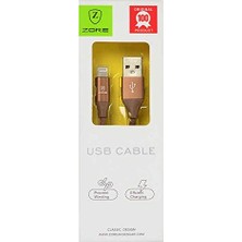 Mey İthalat Kahverengi Metal Uçlu Lightning USB Kablosu