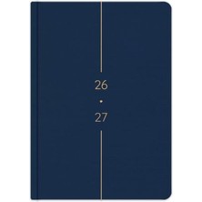 Mey İthalat Lacivert Keten Akademik Ajanda, A5 15X21 Cm, 2026-2027 Dönemi ve 17 Aylık Planlama