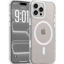 Happy Trend iPhone 16 Pro Max ile Uyumlu Magsafe Şeffaf Kılıf – Dört Köşe Darbe Koruması, Metal Kamera Çerçevesi ve Tuşlar, Sararmaya Dayanıklı Şeffaf Arka Yüzey, Platinum Serisi, Beyaz