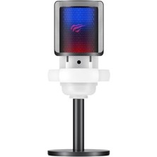 Mey İthalat Gamenote GK50 Rgb Yayıncı Mikrofonu, 24BIT/192KHZ, Kardioid, Gürültü Engelleme, Type-C + 3.5 Mm, Beyaz