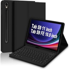 Mey İthalat Samsung Galaxy Tab S10 LITE/S9/S10 Fe/s9 Fe 10.9/11 Inç Uyumlu Bluetooth Türkçe Q Klavyeli Kılıfı, Siyah