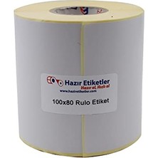 Mey İthalat Kuşe Etiket 100 mm x 80 mm Ruloda 500 Adet 40 mm Kuka Çapında Baskısız Barkod Yazıcı Etiketi