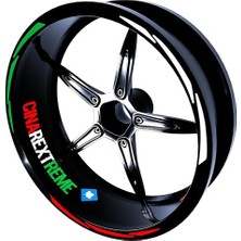 Mey İthalat Yeşil Beyaz Kırmızı Italyan Jant Şeridi Sticker