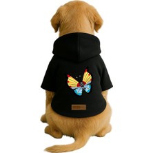 Mey İthalat Baskılı Içi Polarlı Köpek ve Kedi Kıyafeti Siyah Kapüşonlu Hoodie BE008,2XL