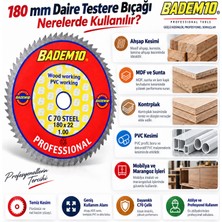 Badem10 Daire Testere Bıçağı 180X22 mm Ahşap Kesme Diski Mdf Sunta Mobilya Işleri Yuvarlak Testere Bıçağı