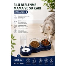 Mey İthalat Çift Hazneli 3'lü Beslenme Mama ve Su Kabı Lacivert 500 ml 36 * 21 * 16 cm